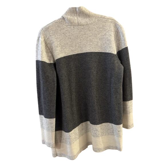 525 America Open Cardigan Sweater Gray Color Block Sz L Wool Viscose Cashmere - Picture 3 of 4